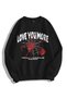 Unisex Love You More Crew Neck Sweatshirt Hoodie Black