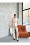 Women's Imported Fabric Pleated Pearl Embroidered Sleeve Button Detailed Lined Special Design Top and Bottom Set - 3