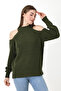 Women's Half Fisherman Shoulder Low-cut Casual Knitwear Sweater - 2