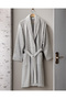 Bernay 100% cotton jacquard unisex bathrobe - grey - natural collection