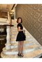 Women S Stylish Mini Dress with Black Corset - V-Neck Short Sleeve Invitation Dress - 3