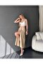 Women's Buttoned Linen Skirt - 3
