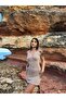 Women's Openwork Front Back V-Neck Beach Mini Knitwear Dress - 3