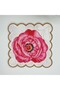 6 Pieces Cup Compatible Poppy Flower Designed Embroidery Edge Fabric Cocktail Napkin - 6