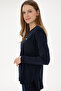 Women's Navy Blue Crew Neck Basic Sweater 50293510-Vr033 - 3