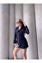 Trend Women's Gold Snap Detailed Design Long Blazer Jacket