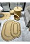 Jute Bath Set Bathroom Set Dirty Basket Bath Mat Mat Set Laundry Basket Toilet Seat Mat - 2