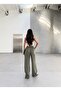 Lena Khaki Soft Modal Wide Leg Elastic Waist Flowy Summer Trousers - 7