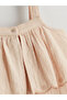 Beige Square Collar Ruffled Girl's Salopet - 2