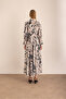 Patterned Dress with Drape Collar - 6
