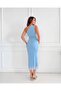 Baby Blue Single Sleeve Transparent Dress - 4