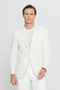 Men's Ecru 360 All-Way Stretch Cotton Flexible Slim Fit Slim Fit Mono Collar Dobby Blazer Jacket - 4