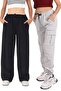 Wide Leg Cargo Pocket 2-Piece Girls' Sweatpants