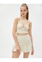 Crop Tank Top with Textured Window Detail and Thin Straps