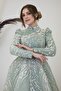 Kayra Evening Dress with Applique Embroidered Cape on the Front - 3