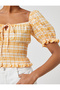 Gipe Detailed Balloon Sleeve Square Neck Crop Blouse - 5