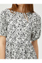Mini Dress Balloon Sleeve Flounce Patterned Crew Neck - 5
