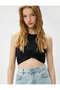 Crop Ribbed Athlete Knot Detailed Crew Neck - 2