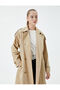 Double Breasted Collar Trench Coat - Extra Long, Double Pocket and Belt Detail - 2