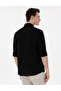Black Linen Blended Regular Fit Long Sleeve Shirt 50303245-Vr046 - 5