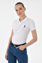 Women's White Basic Polo Neck T-Shirt 50300896-Vr013