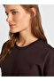 31585 100% Cotton Drape Detailed T-Shirt-Dark Brown - 4