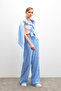 Women's Blue Linen Blended Loose Cut Trousers - 5