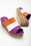 Women's Genuine Leather Wedge Heel Slippers Purple/White/Orange - 3