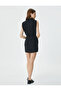 Mini Dress with Lace Collar and Zipper - 4