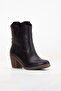 Women's Genuine Leather Western Cowboy Boots - Black - 2