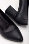 Women's Genuine Leather Classic Thick Heeled Shoes Navy Blue - 4