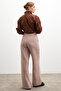 Women's Brown Linen Blended Loose Cut Trousers - 5