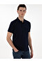 Navy Blue Slim Fit 100% Cotton Non-Curling Buttoned Polo Collar Basic T-Shirt 50302561-Vr033 - 3