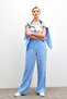 Women's Blue Linen Blended Loose Cut Trousers - 6