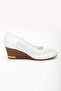 Women's Genuine Leather Honeycomb Printed Wedge Heeled Shoes White - 2