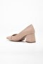 Women's Heeled Shoes Beige Printed Leather Side Pointed Mold - 5
