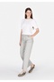 Regular Fit Round Neck Jacquard Women's White Short Sleeve T-Shirt - 3