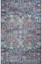 Private Blue Distressed Vintage Rug with Floral Print—Authentic Woven Chenille Living Room Rug (xxx)