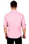 Men's Pink Lycra Thin Ribbed Snap Fastener Double Pocket Shirt 2300421 - 6