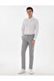Gray Slim Fit Elastic Waist Canvas Trousers 50301791-Vr024