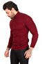 Men's Burgundy Turtleneck Striped Slim Fit Knitted Sweater2100015 - 2