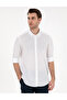 White Linen Blended Regular Fit Long Sleeve Shirt 50303388-Vr013