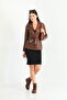 Women's Brown Waist Belted Blazer Leather Jacket / Real Leather - 4
