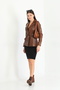 Women's Brown Waist Belted Blazer Leather Jacket / Real Leather - 3