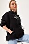Oversize Hooded Kangaroo Pocket Sweatshirt Black