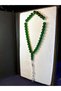 Green Colored Rod Amber Rosary Sphere Cut T-135