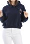 Embroidered Hooded Oversize Sweatshirt Navy Blue - 4
