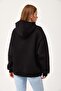 Oversize Hooded Kangaroo Pocket Sweatshirt Black - 2