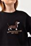Embroidered Raised Three Thread Sweatshirt Black - 2