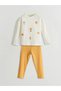 Lcw Baby Ecru Crew Neck Floral Baby Girl Blouse and Leggings 2-Piece Set